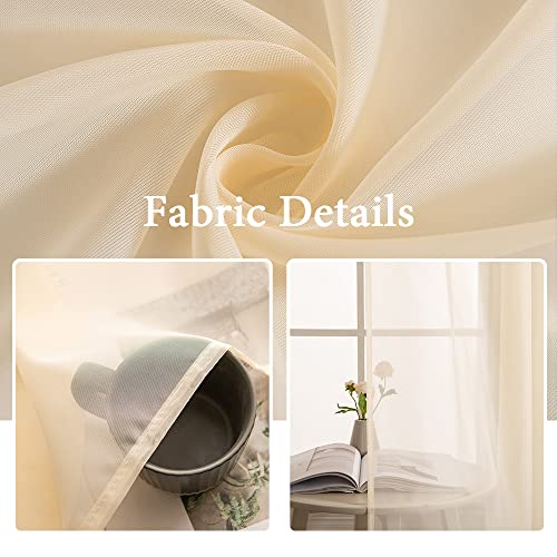 Cream Beige Sheer Curtains 38 X 84 Inches (Cream Beige / 38"W x 84"L (Pack of 2))