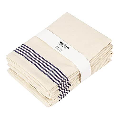 Stripe Kitchen Towels Decor 18x28 in Cotton Tea Dish Towels Boho Embroidery Festive Gift Set of 6 Pantry Kitchen Vintage Farmhouse Reusable Kitchen Dish Towels (Blue (Recycled))