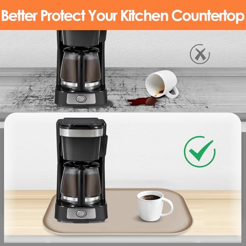 Silicone Coffee Maker Mat with Lip for Countertops (Khaki / 24'' x 16'')