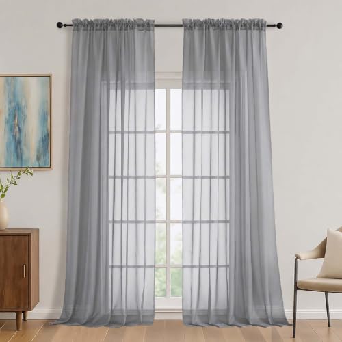 Charcoal Grey Bedroom Curtains 2 Panel Sets 96 Inch Length (Charcoal Grey / 59"W x 96"L (Pack of 2))