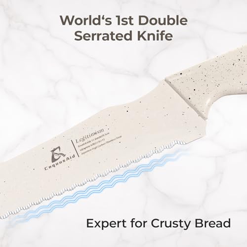 Bread Knife for Homemade Bread (Creamy White)