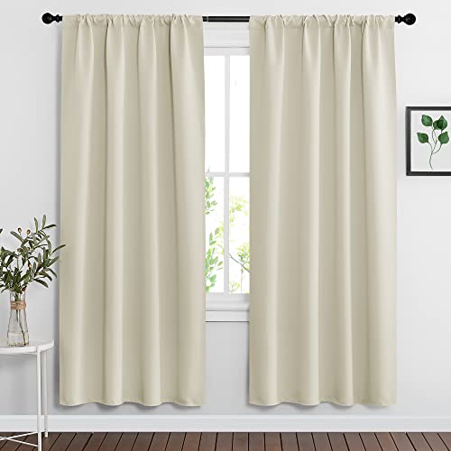Curtains for Bedroom Living Room Nursery Office 63 inches Long (Beige / 42"W x 63"L (Pack of 2))