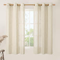 Beige Linen Semi Sheer Curtains 60 Inch Length for Kitchen 2 Panels (34"W x 60"L (Pack of 2) / Beige)