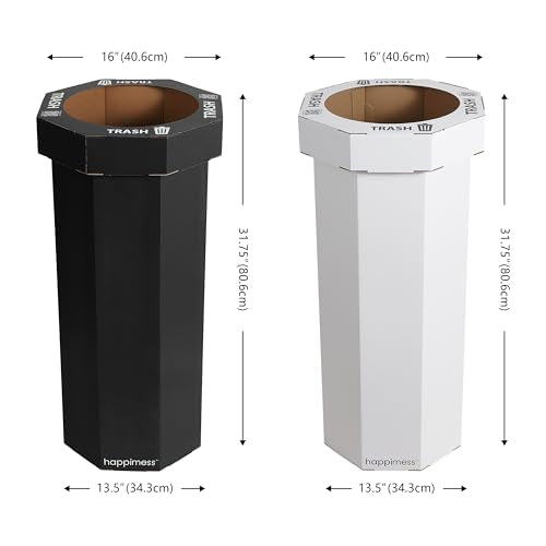 Fleur 25 Gal Trash Can Bin (Charcoal Black/Cotton White)