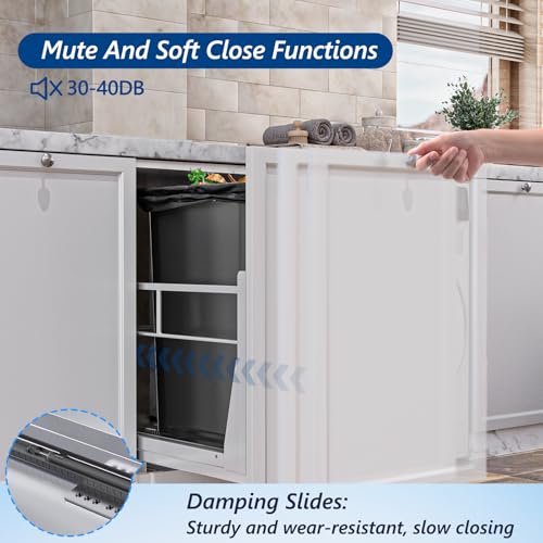 8 Gal Pull Out Trash Can Under Cabinet with Soft (Silver / Single-8Gal)