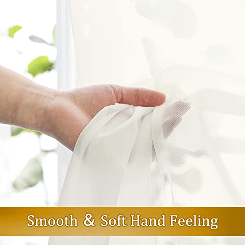 Aiyufneg Ivory Sheer Curtains 36 inch Length Kitchen Tiers Short Voile Curtains (40"W x 36"L (Pack of 2) / Ivory)