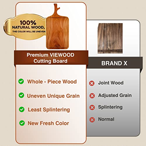 Wood Cutting Board Whole Piece with Handles & Juice Groove for Kitchen (16.5"L x 8.3"W)