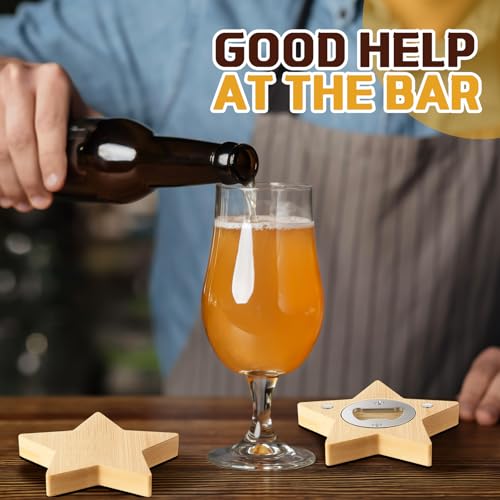 24 Pcs Magnetic Bottle Opener 2.5in DIY Bamboo Star Shape (Star Shape)