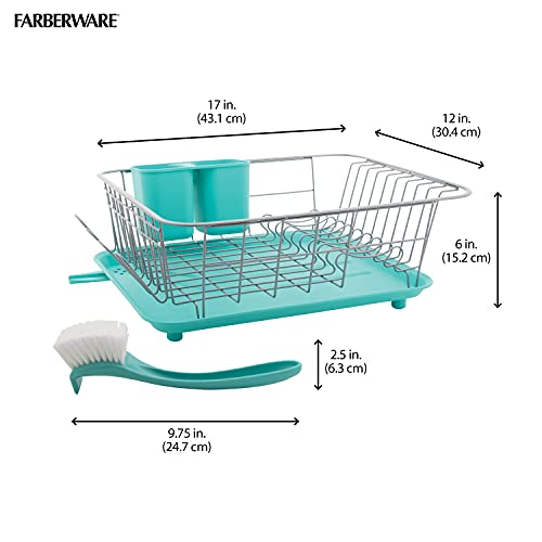 Compact Dish Drying Rack with Drainboard (Aqua / Dish Rack Set)