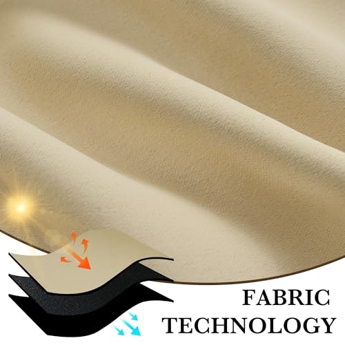 Bedroom Blackout Curtains 63 inches Long (100% Blackout - Biscotti Beige / 34"W x 63"L (Pack of 2))