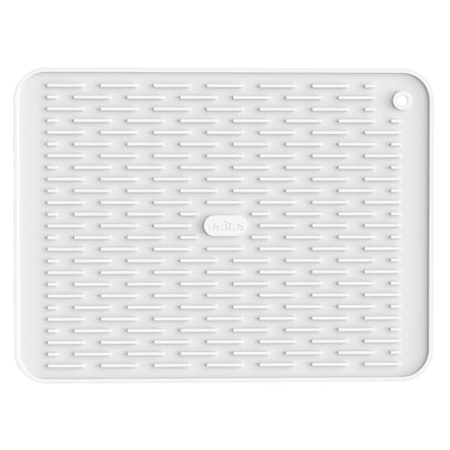 Silicone Dish Drying Mat for Kitchen Counter (White / 12" x 16")