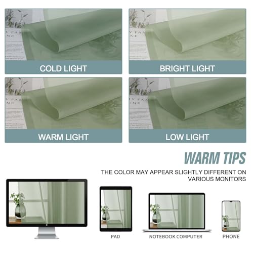 Sage Green Small Sheer Curtains 2 Panels Set (42"W x 36"L (Pack of 2) / Sage Green)