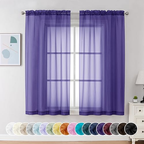 Purple Sheer Curtains 54 Inch Long 2 Panels (Purple / 42"W x 54"L (Pack of 2))