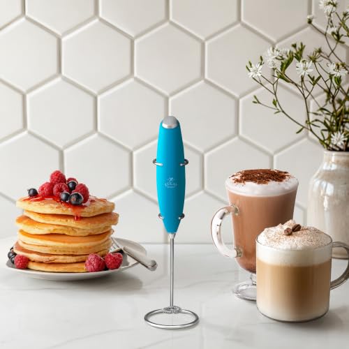 Powerful Milk Frother Wand With Duracell Batteries (Blue Teal / Z1 Motor + Batteries)