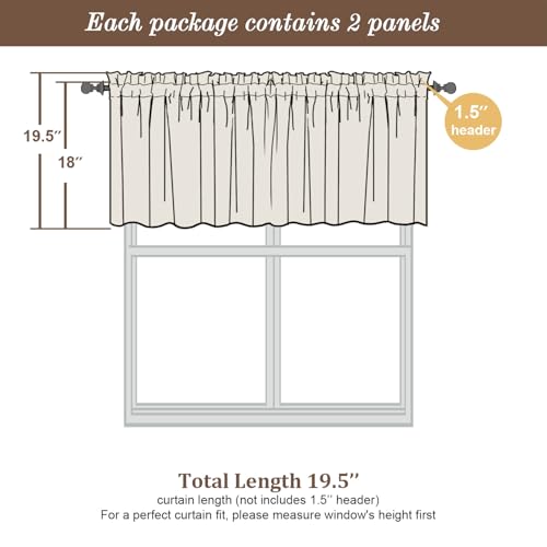 Mustard Yellow Sheer Valances for Windows (Yellow / 42"W x 18"L (Pack of 2))