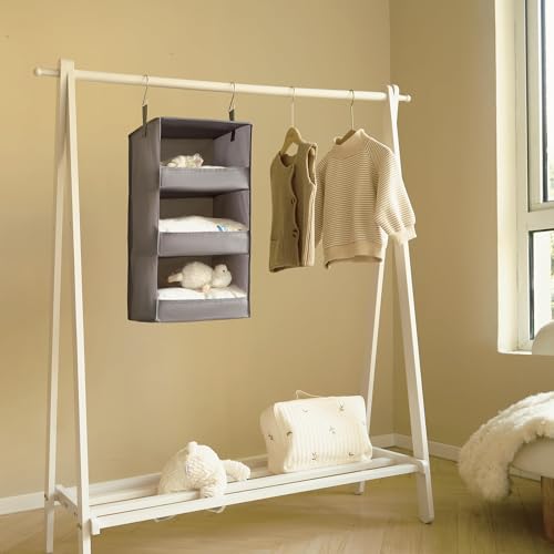 3 Shelf Hanging Closet Organizer (3-shelf Ash Gray / 1-Pack)