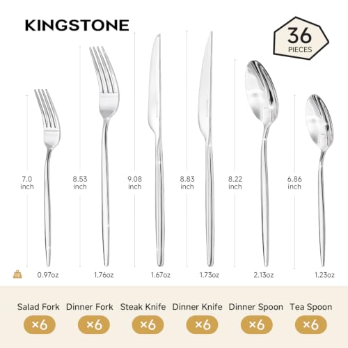 36 Piece Silverware Set for 6 with Steak Knives (Silver / 36-Piece)