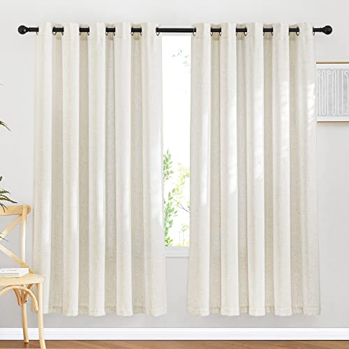 Natural Linen Curtains 72 inches Long for Bedroom (66"W x 72"L (Pack of 2) / Linen)