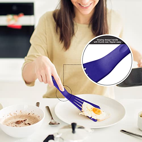 2 Pack Silicone Slotted Fish Turner Spatula Set (Classic Blue)