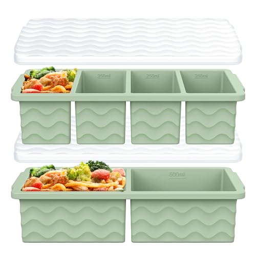 Silicone Freezer Trays with Lid for Soup (Green)