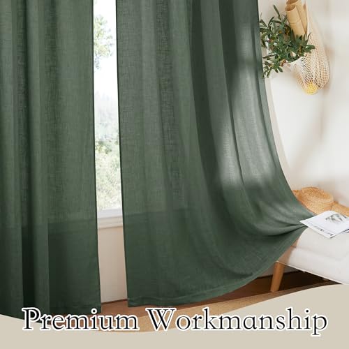 Sheer Curtains 102 inches (Hunter Green / 52"W x 102"L (Pack of 2))