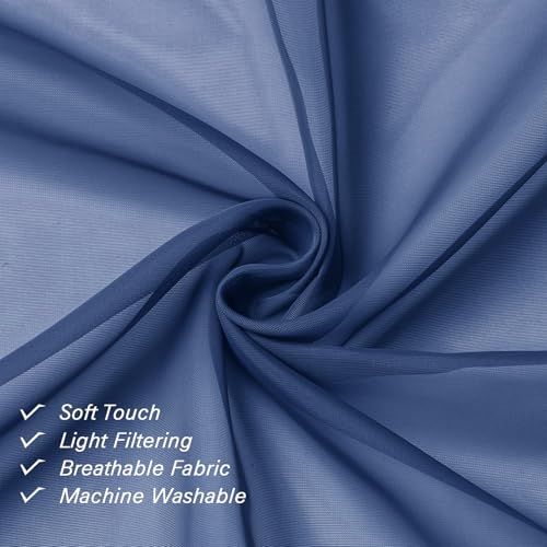 Royal Blue Sheer Curtains 45 Inch Length 2 Panels (Royal Blue / 42"W x 45"L (Pack of 2))