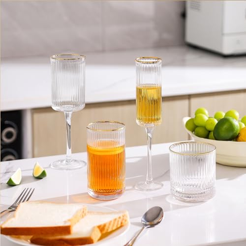 Fluted Bar Glassware Set of 4