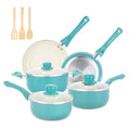 Pots and Pans Set Non Stick (Turquoise / 11 Piece)