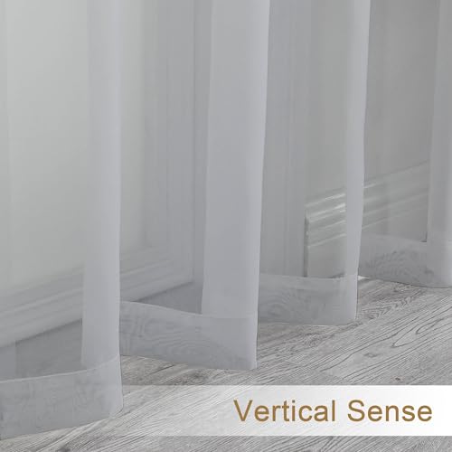 Light Grey Sheer Valance for Windows (Light Grey / 42"W x 12"L (Pack of 2))
