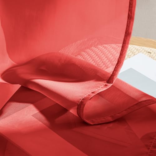 Red Christmas Sheer Curtains 72 Inches Long 4 Panels 42 x 72 Inches (42"W x 72"L (Pack of 4) / Red)