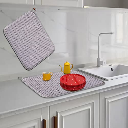 Dish Drying Mats for Kitchen Counter 2 Pack (Gray)