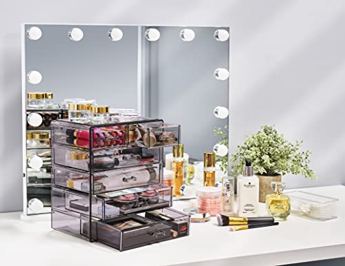 6 Drawer Makeup Organizer with Small & Wide Drawers (Purple / 4 Large, 2 Small Drawers)
