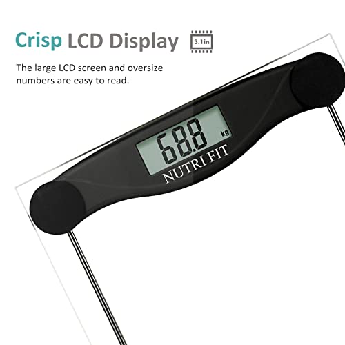 Digital Bathroom Scale for Body Weight Smart Bath Weighing Scales (Carbon Black)
