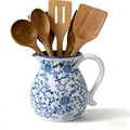 Farmhouse Ceramic Utensil Holder (Blue white)
