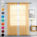 Solid Sheer Rod Pocket Curtain Voile Draperies 2 Panels White Beige Black Grey Coffee 60 Inch Width 84 Inch Long 1 Pair for Kitchen Bedroom Children Living Room Yard (Beige / 60"W x 84"L (Pack of 2))