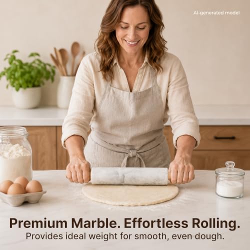 17 Inch Marble Rolling Pin With Stand (Quartz White / 17 Inch)
