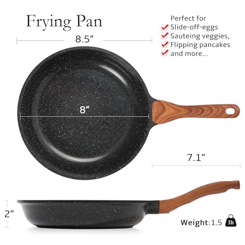 Nonstick Ceramic Frying Pan Skillet (8" / Black)