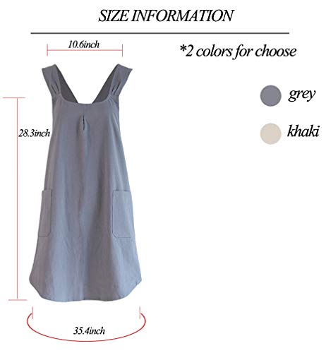 Soft Cotton Linen Apron Cross Back X (Grey / (28.3"x 35.4"))
