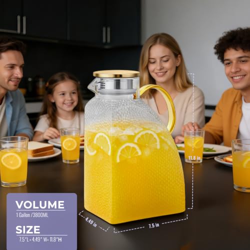 Glass Pitcher With Lid (128 Ounces)