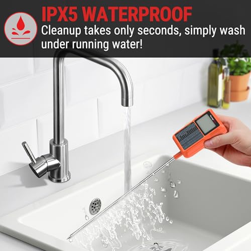 TempDip 1 Sec Digital Candy Thermometer with Pot Clip & 10" Probe (Orange)