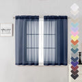 Navy Blue Sheer Curtains 45 Inch Long 2 Panels (Navy Blue / 40"W x 45"L (Pack of 2))