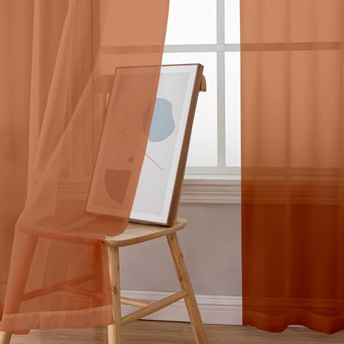 Orange Sheer Curtains 96 Inches Long (Orange / 42"W x 96"L (Pack of 2))