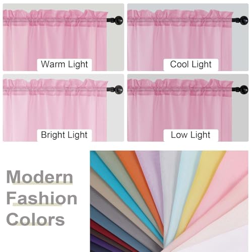Pink Sheer Curtains 84 Inches Long 2 Panels (Pink / 42"W x 84"L (Pack of 2))