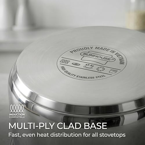2 QT Stainless Steel Saucepan with Lid and Steamer Basket Insert