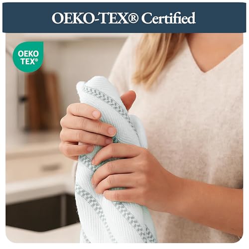 Kitchen Towel Set 100% Cotton Soft & Absorbent 4 Pack (18"x28" - 4 Pack / 11: Grey Herringbone)