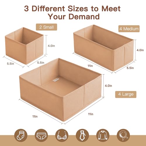 Drawer Organizer Clothes (Brown / 10PACK)