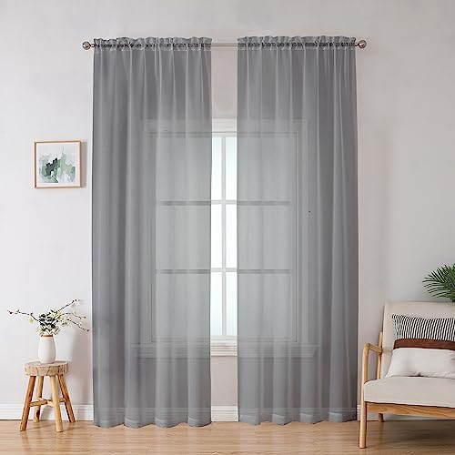 Grey Sheer Curtains (Grey / 42"W x 78"L (Pack of 2))