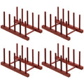 4 Packs Rosewood Wooden Dish Drying Rack Plate Organizer for Cabinet (Rosewood 4 Slots 4pcs)