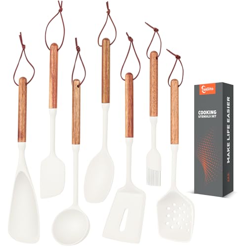 Silicone Cooking Utensils Set of 7 (White)