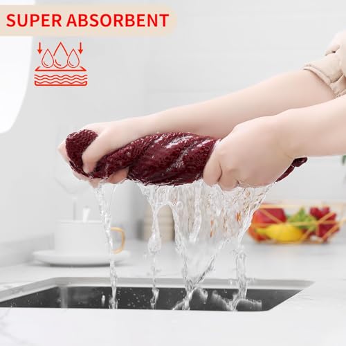 100% Cotton Waffle Weave Kitchen Dish Towels 18 (Burgundy / 13 X 28 - 18 Pack)
